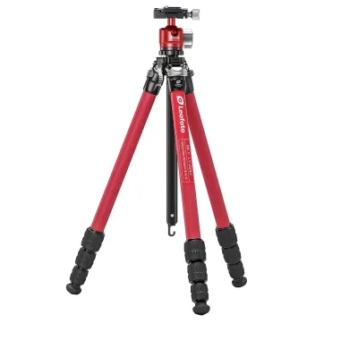 LEOFOTO LY-224C+LH-25 Y SHAPED CENTER COLUMN 4-SECTION CARBON FIBER TRIPOD KIT - RED