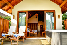 Deluxe Jacuzzi Beach Villa at Reethi Faru Resort, Raa Atoll, Maldives