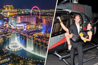 Neon Lights- Aerial Wedding or Renewal of Vows over Las Vegas Strip