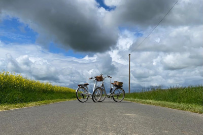 E biking along country roads
