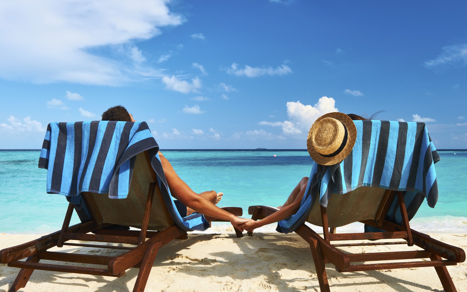 Couple man and woman on romantic holiday