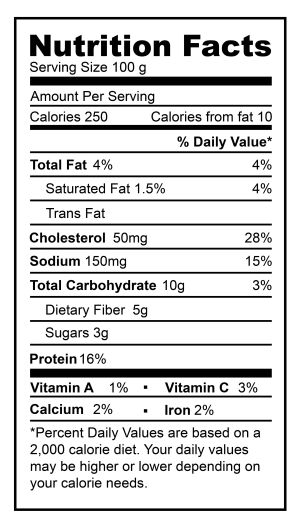 Nutrition label