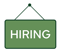 a sign that says hiring
