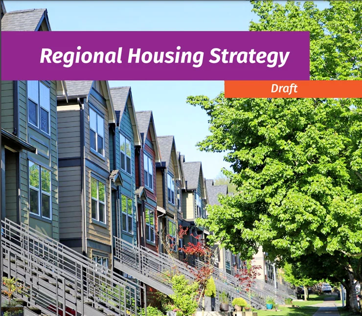 Brown houses with text Regional Housing Strategy Draft.