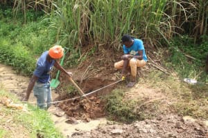 The Water Project: Lusumu D Community, Obuya Spring -  Foundation Measurements