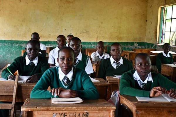 Students in class at Kyethani Secondary School