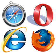 Firefox, Opera, Safari, Internet Explorer