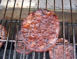 Hamburger on a barbecue, not suitable for vegetarians with attitude