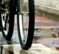 A care worker, cycling to work