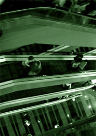 Escalators in a shopping mall