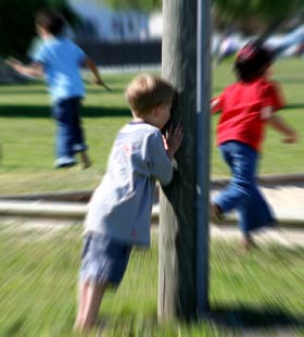 Kids playing hide and seek