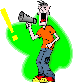 Man with a megaphone cartoon