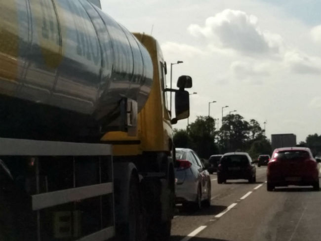 A Morrisons lorry driver tailgating and driving aggressively