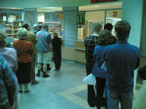 A post office queue, when it's not okay to let others go in front of you