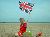 A boy with a union jack flag