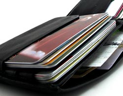 A wallet with credit cards