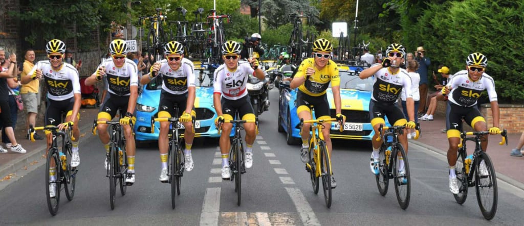 Geraint Thomas and Team Sky ride into Paris on the last stage of the 2018 Tour de France
