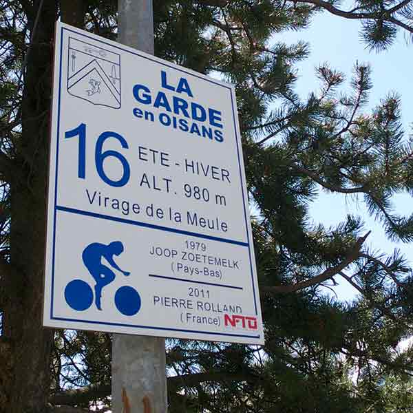 The sign on bend 16 on Alpe d'Huez