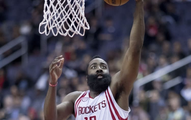 James Harden playing for the Houston Rockets