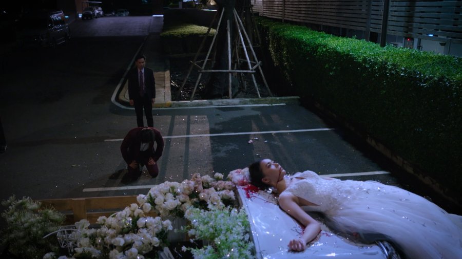 A still of Prae's death in P.S. I Hate You