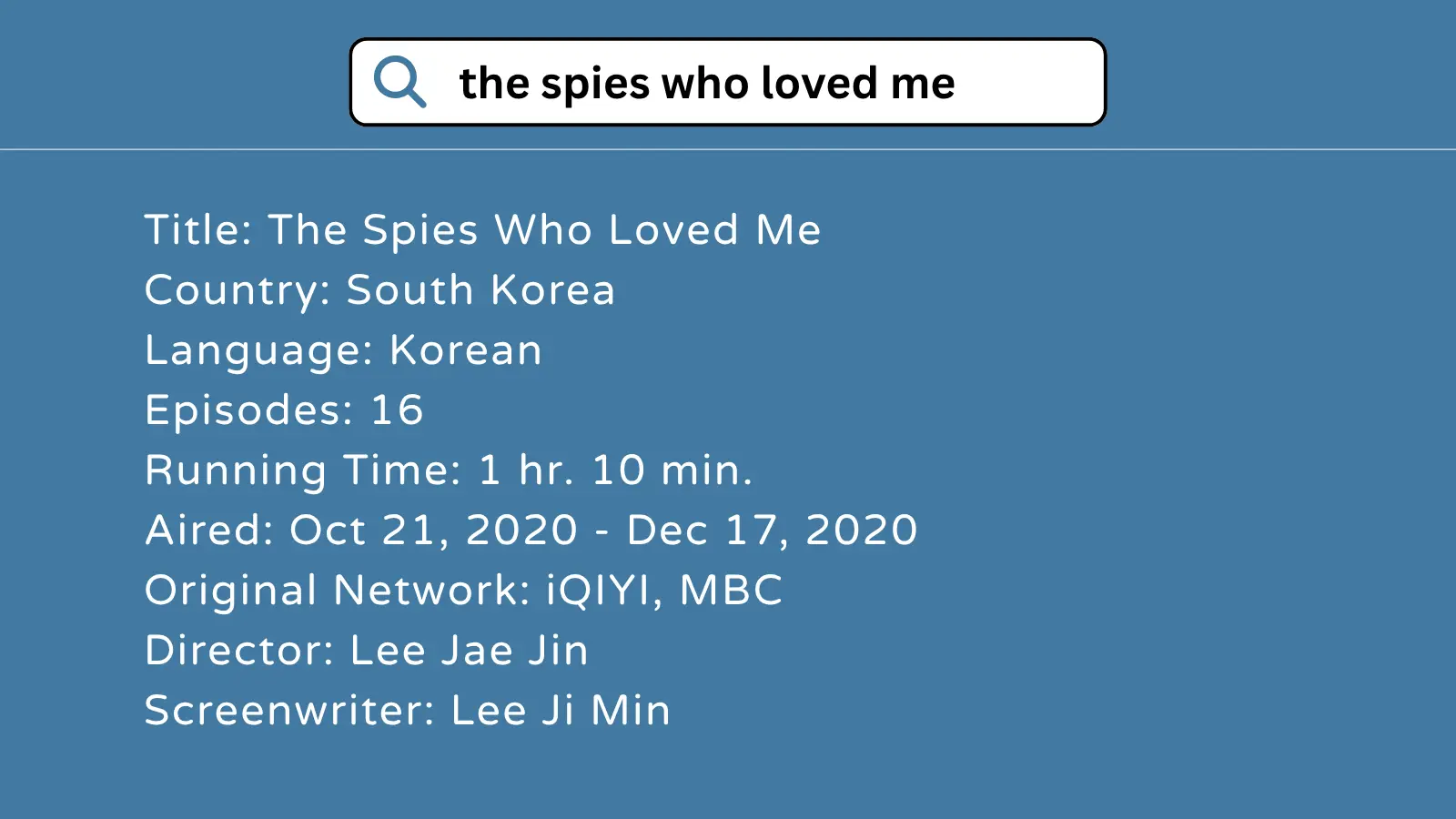 The Spies Who Loved Me K-drama info