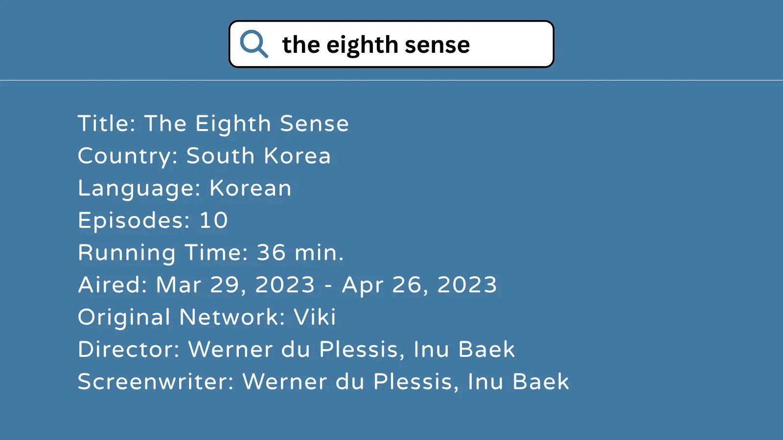 The Eighth Sense K-drama info