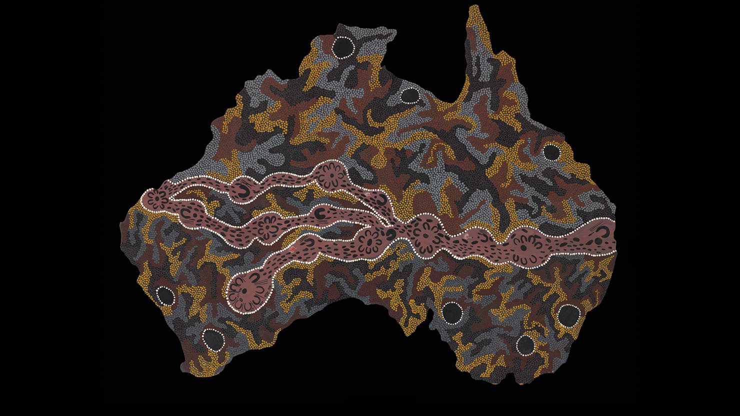 Seven Sisters Songline 1994 by Josephine Mick, Ninuku Arts © the artist/Copyright Agency 2020 Image: National Museum of Australia
