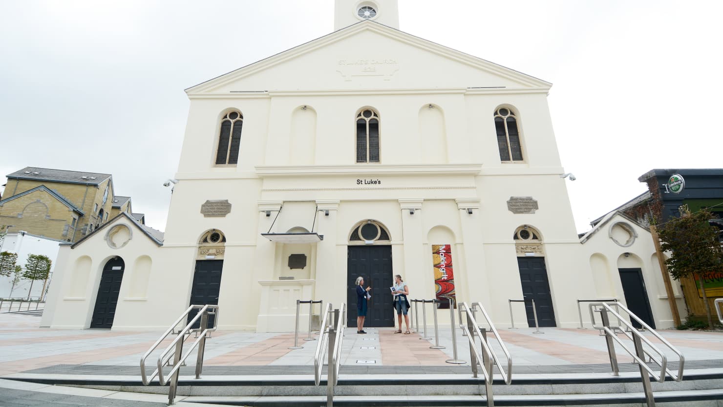 The exterior of the restored St Luke's church in Plymouth photographed from Tavistock Place