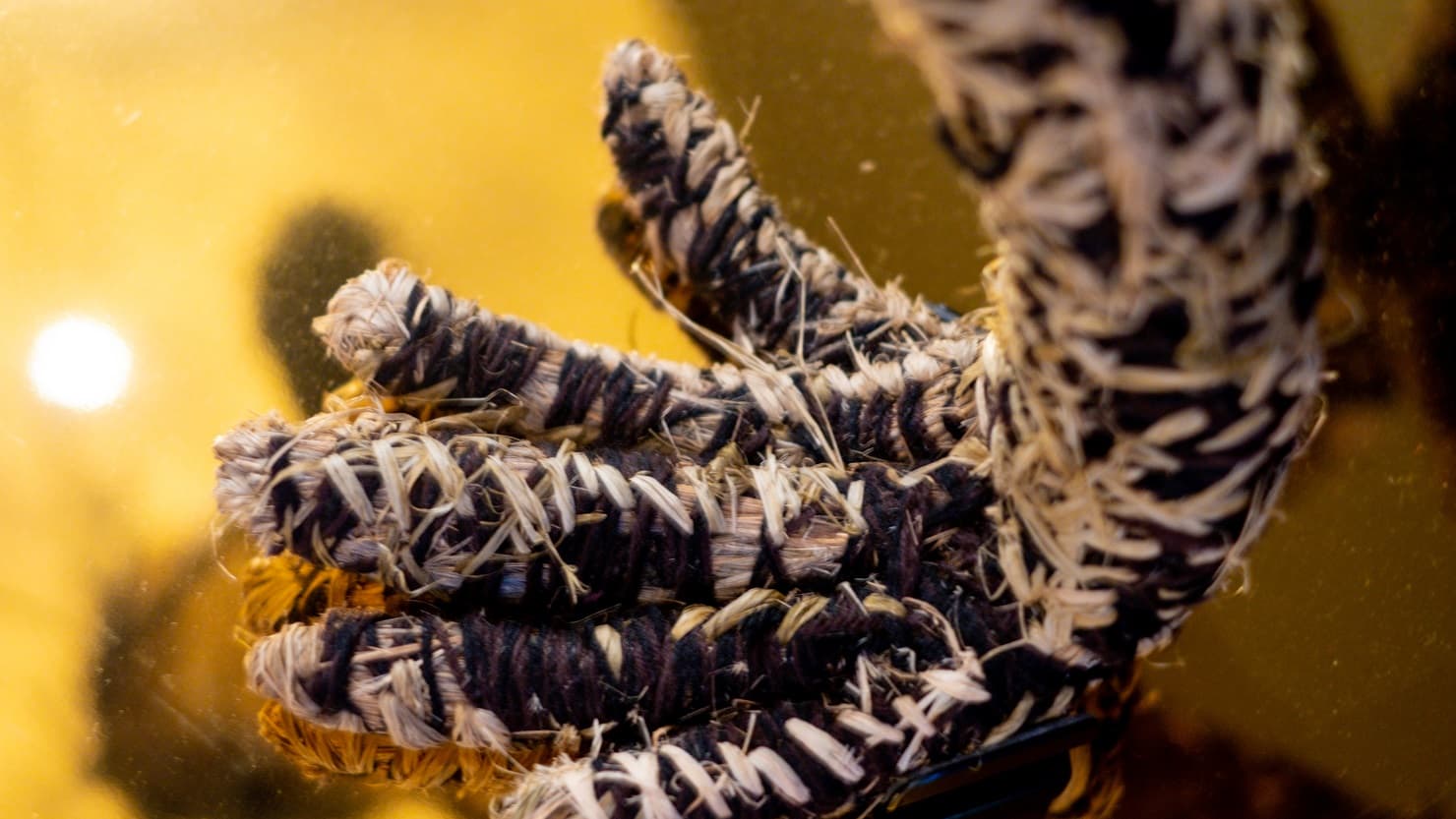 Close up of a woven hand