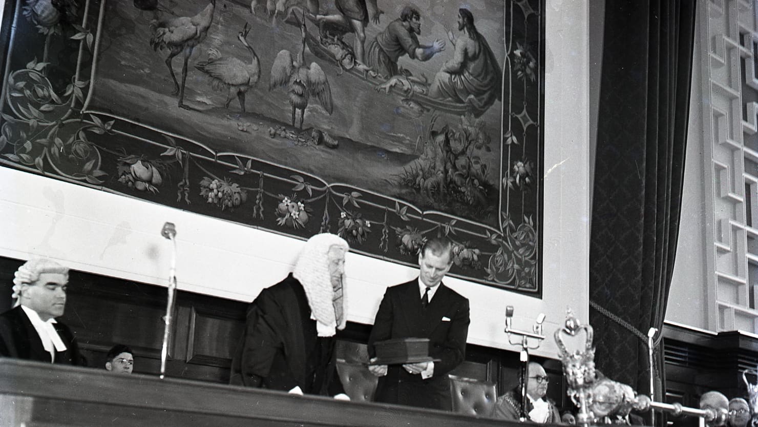 Prince Philip is installed as Lord High Steward at Plymouth Guildhall in March 1960 © Mirrorpix