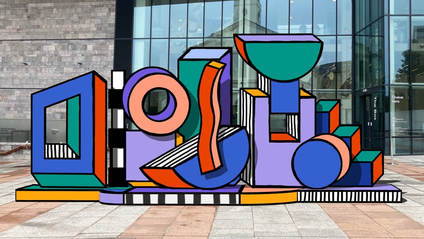 Pre-installation sketch of 'Putting Things In Perspective' (2021) by Camille Walala.