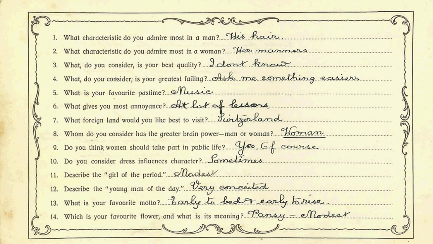 Autograph book page 1