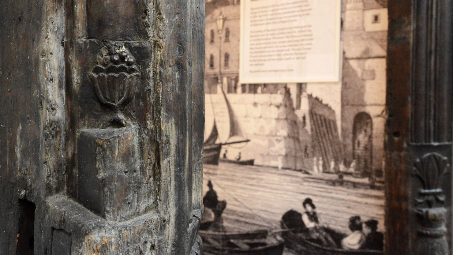 An image of the door frame and a graphic in the 'Active Archives' gallery at The Box, Plymouth