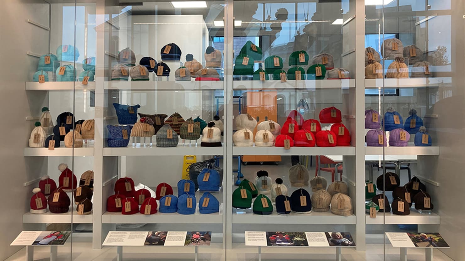 Hat display in The Box during December 2020