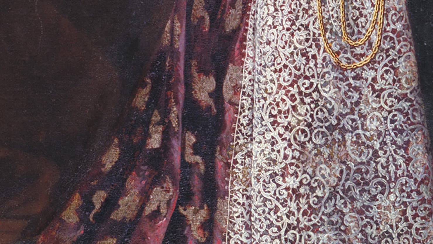 Lace detail from Catherine Savery's dress