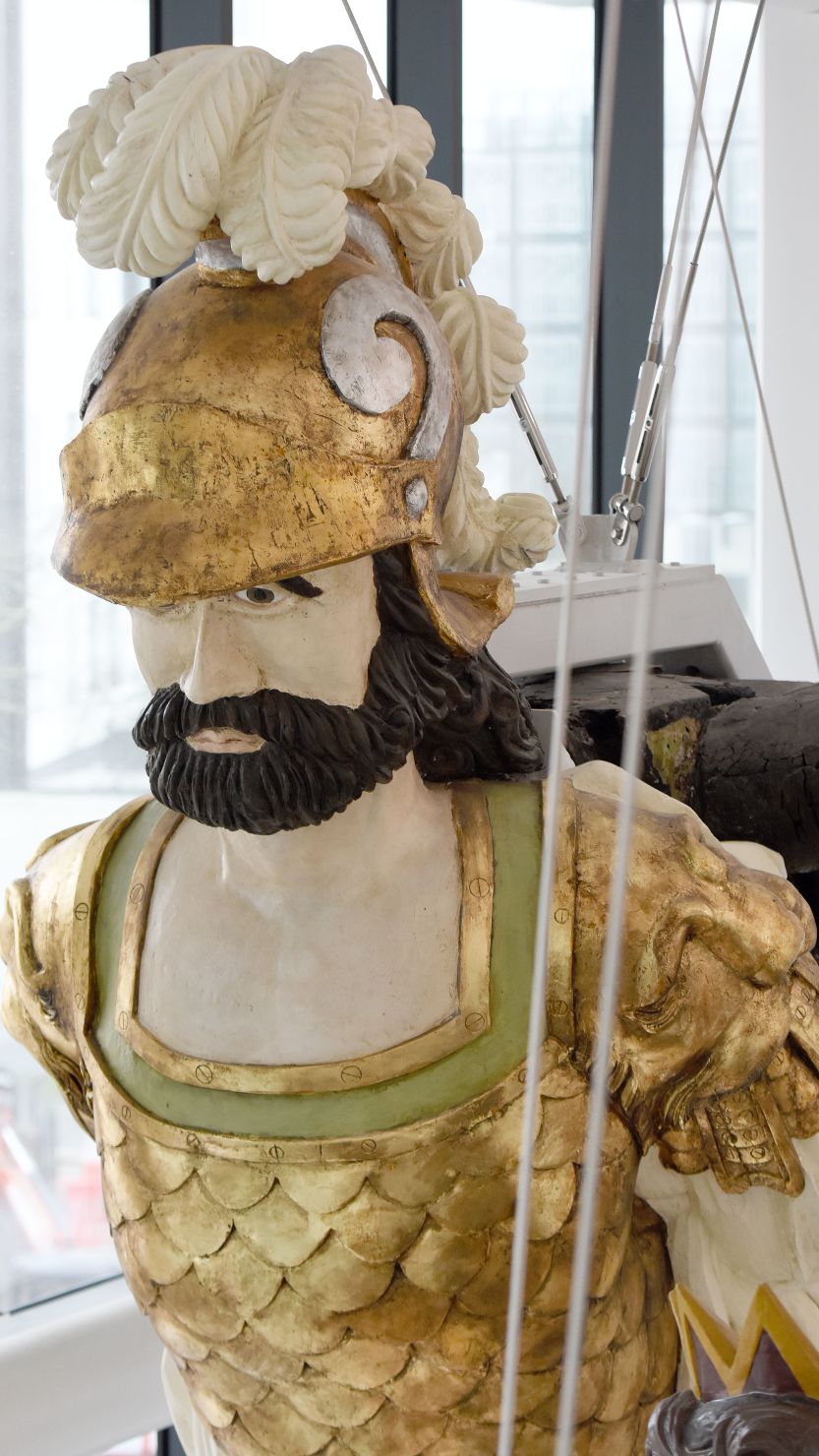 The Defiance figurehead on display at The Box in Plymouth