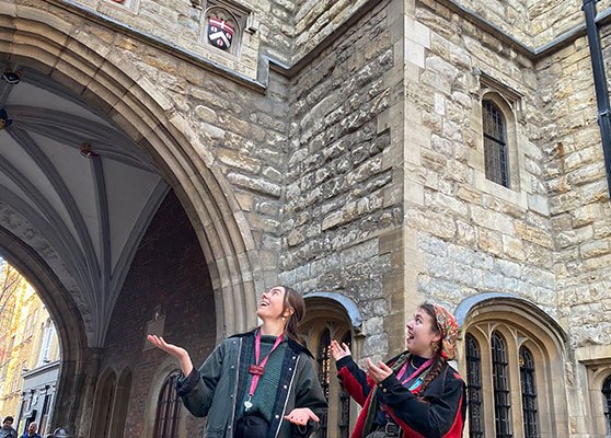 Bethany and Laura visiting St Johns Gate