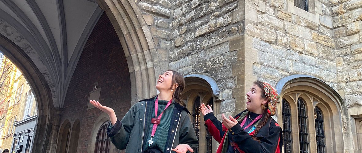 Bethany and Laura visiting St Johns Gate