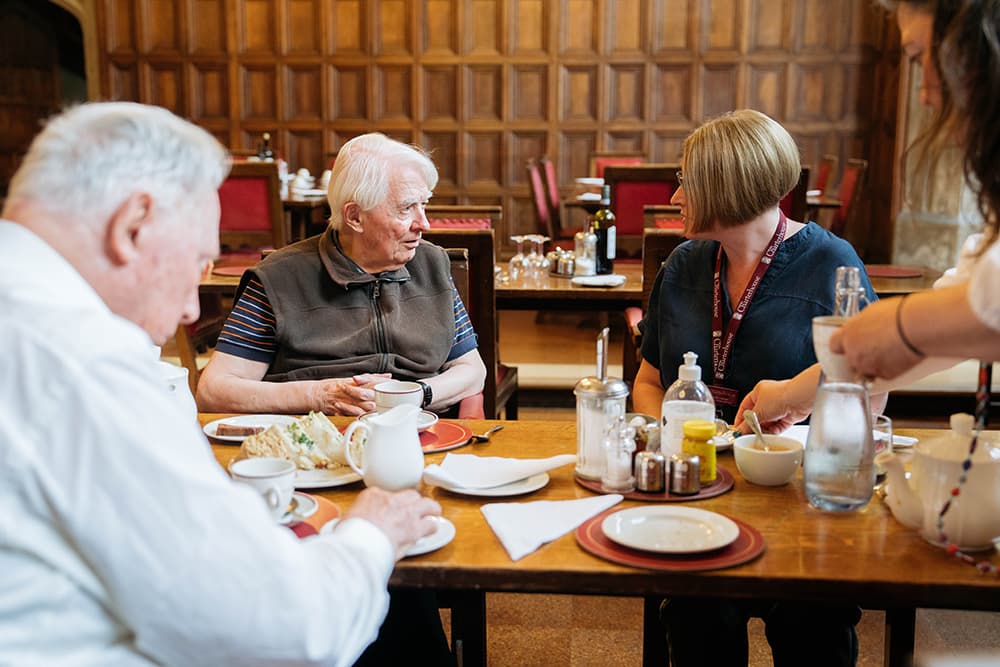 Friends talk at The Charterhouse