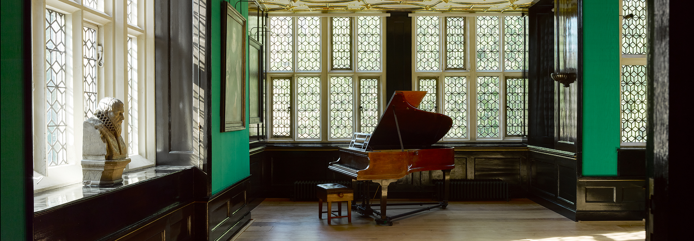 Piano in the Great Chamber at The Charterhouse