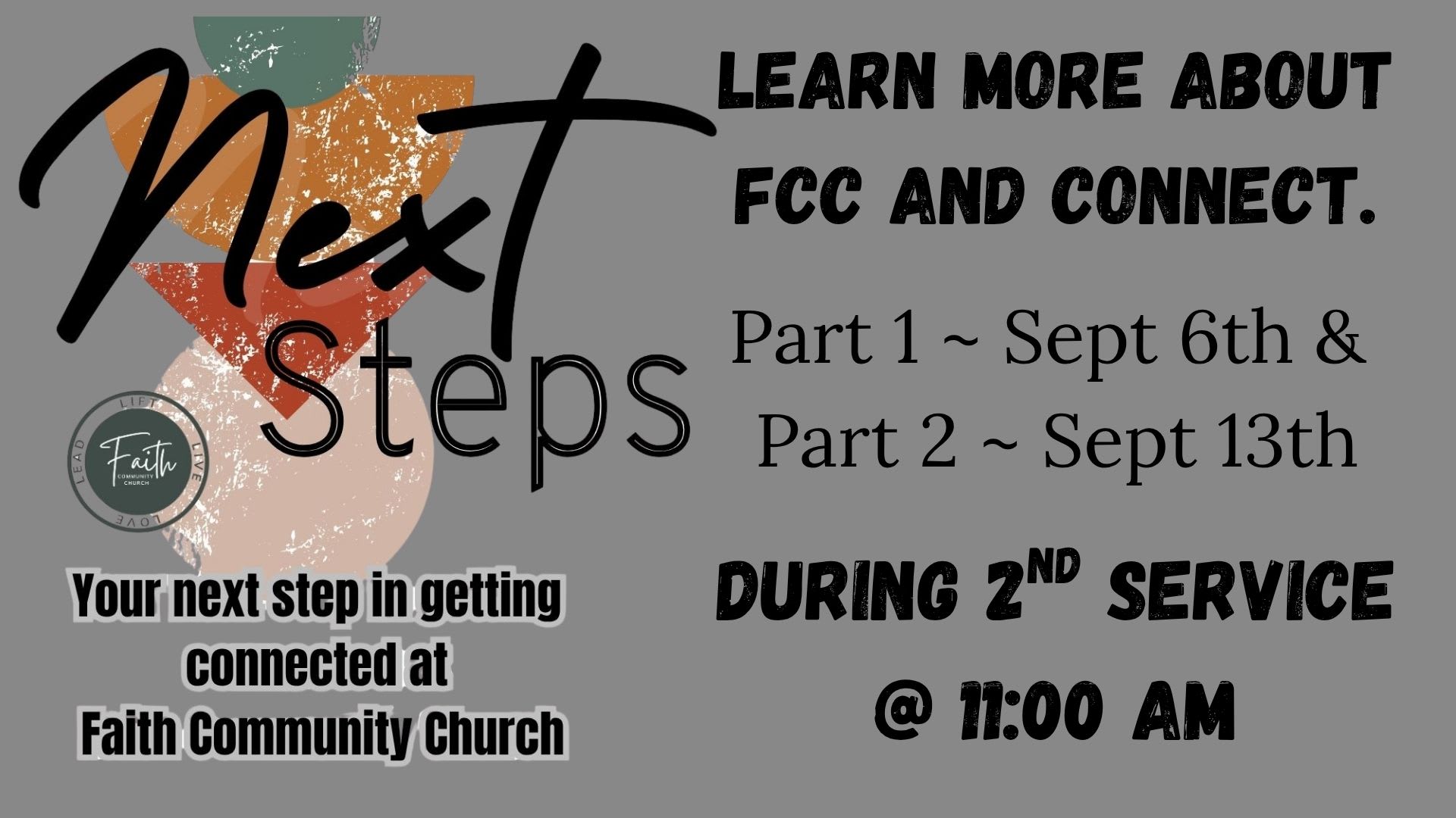 Next Steps Part 1 This Sunday