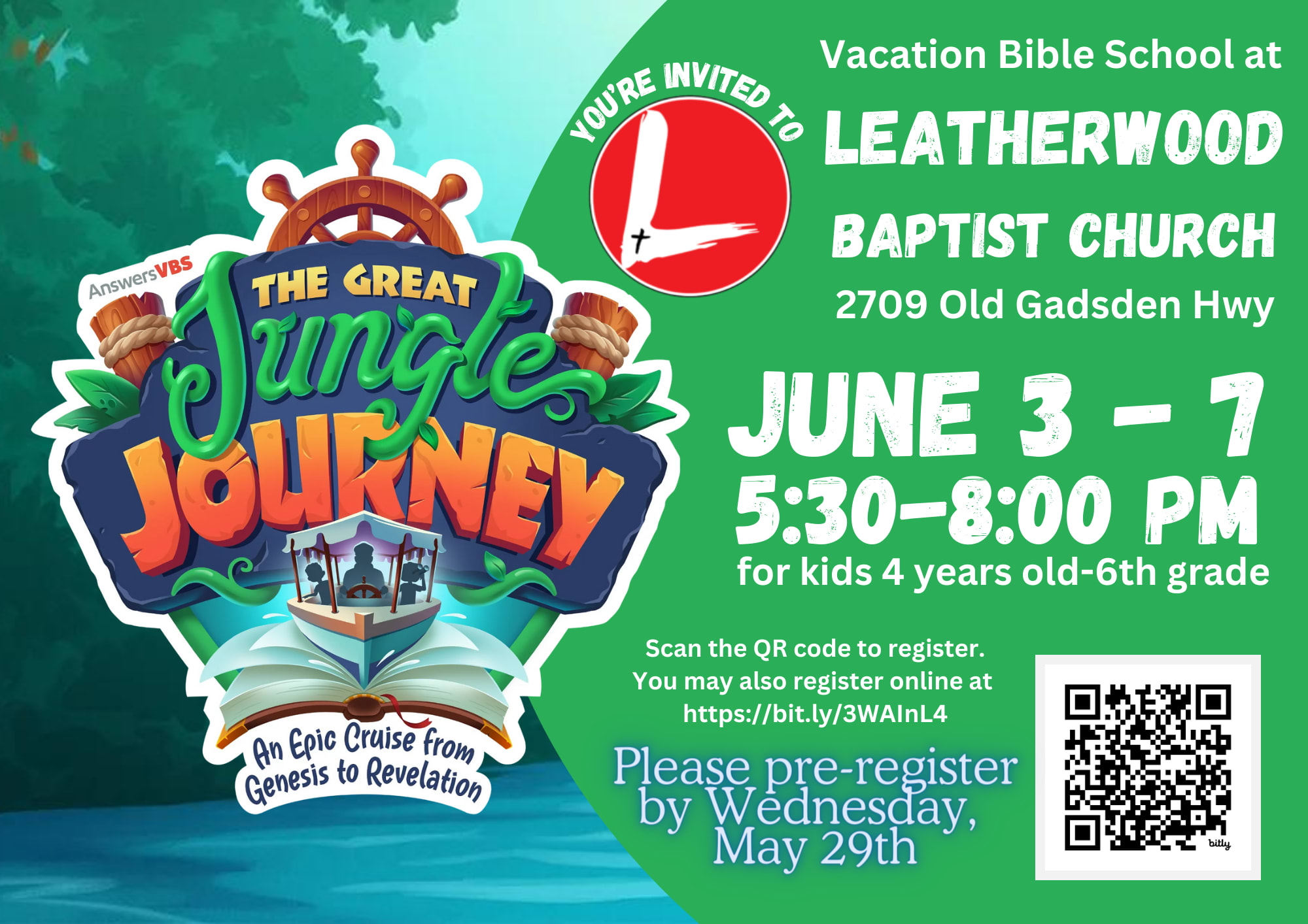 Register for 4 Year olds-6th Grade VBS