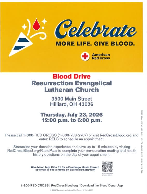 Blood Drive 7/23 from 12-6pm