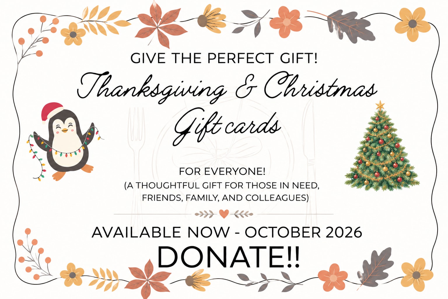 Thanksgiving & Christmas Gift Cards