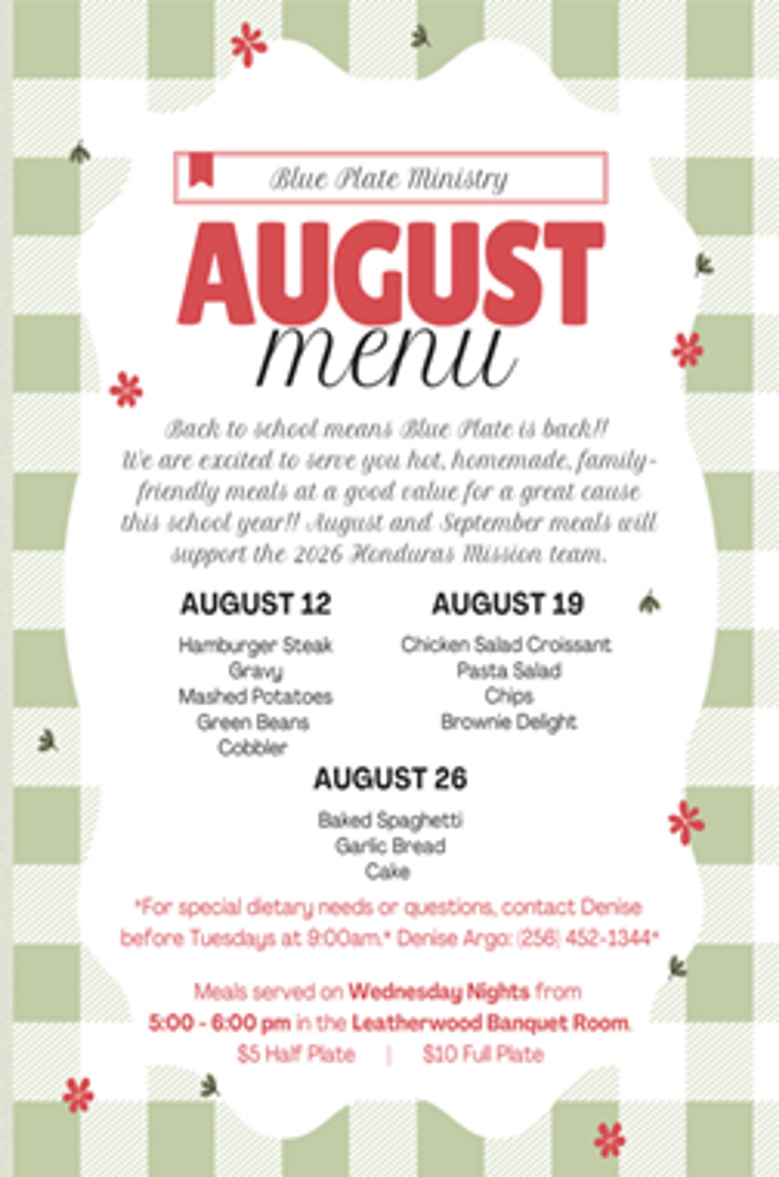 August Menu