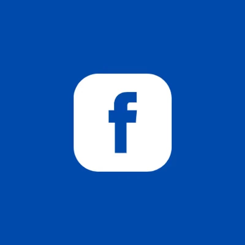 The Facebook app icon, showing a blue lowercase 'f' in a white rounded square on a solid blue background.