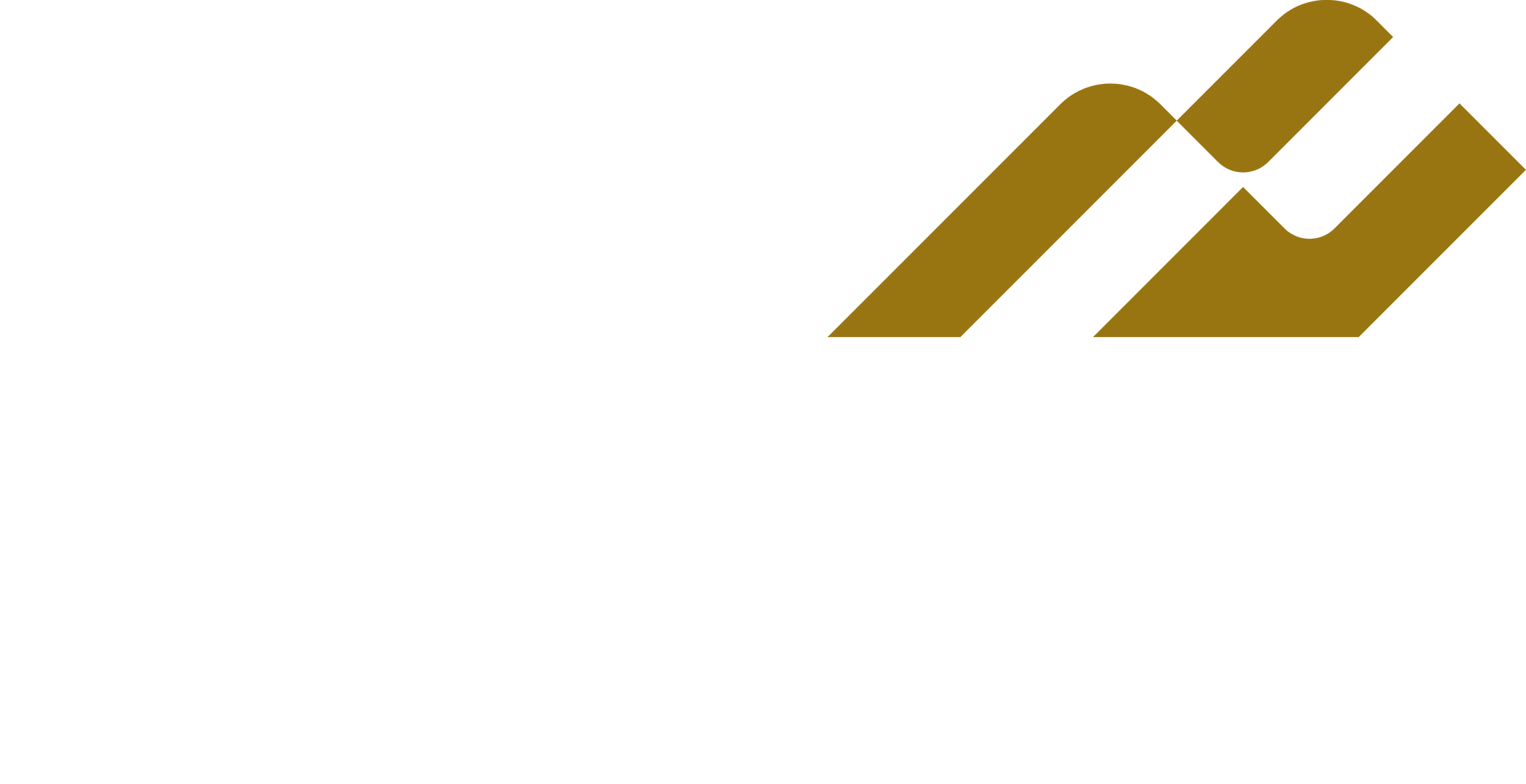 The logo mark for New Heights Community Church, featuring a stylized gold emblem resembling mountains and the initials 'NH' on a white background.