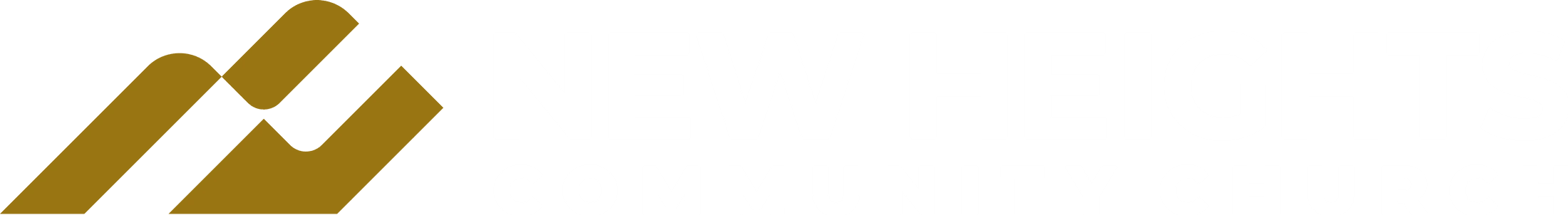 The graphic portion of the New Heights Community Church logo, featuring a gold-colored, abstract icon resembling stylized mountains on a white background.