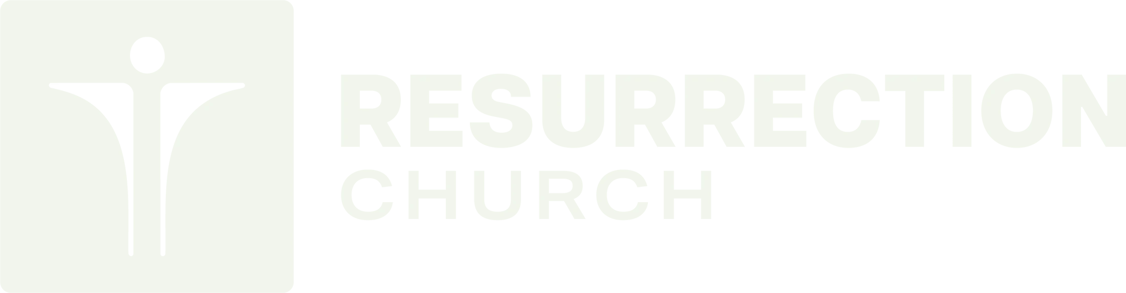 The logo for Resurrection Church in a pale green color, featuring a stylized figure with open arms next to the text 'Resurrection Church'.