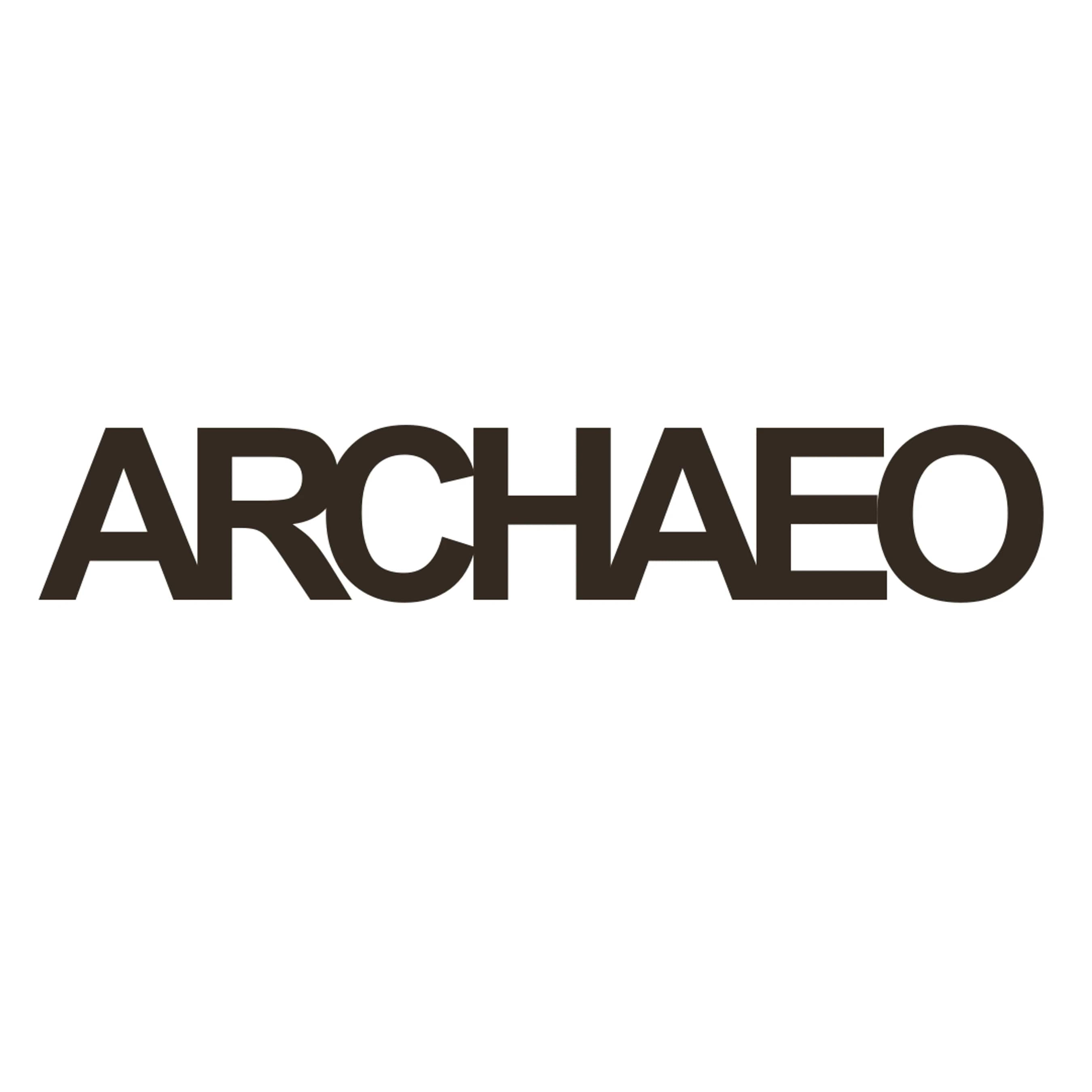 The word ARCHAEO in a bold, dark brown, uppercase sans-serif font with stylized lettering. The background is solid white.